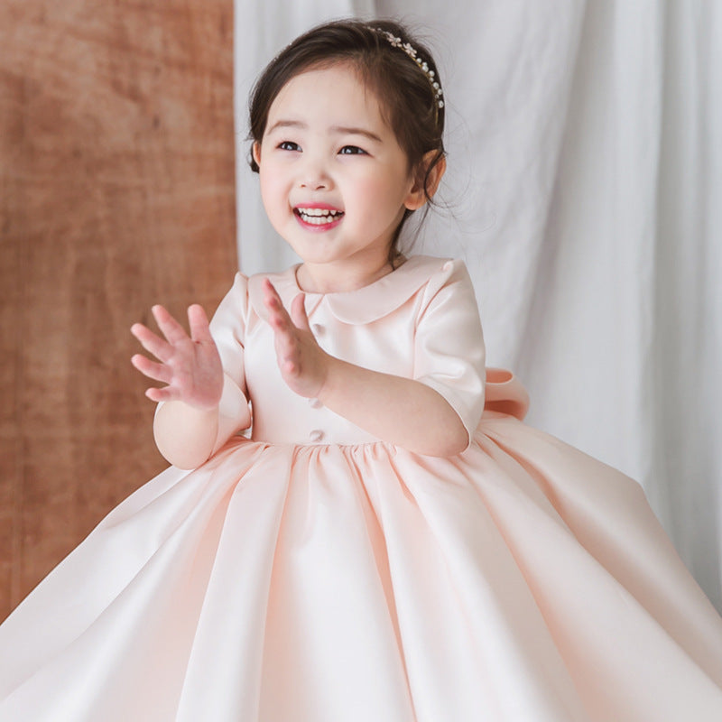 marryshe Baby Girl Birthday Party Dress Long Sleeve Flower Girl Dress Princess Dress, Flower / 0-1 Year (80cm)
