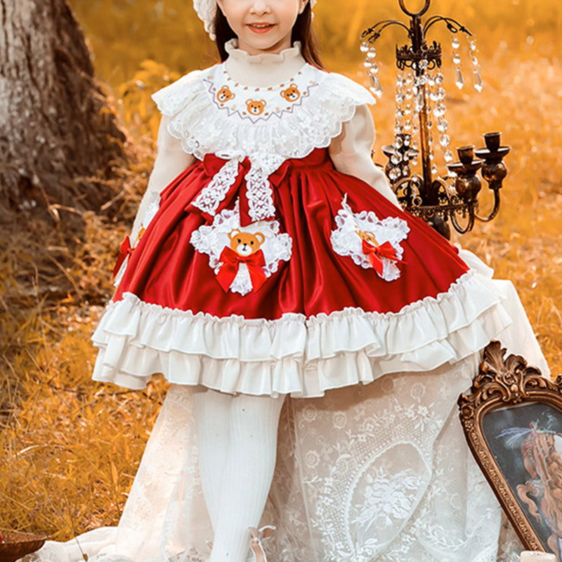 Cute Baby Girl Red Lolita Princess Dress marryshe