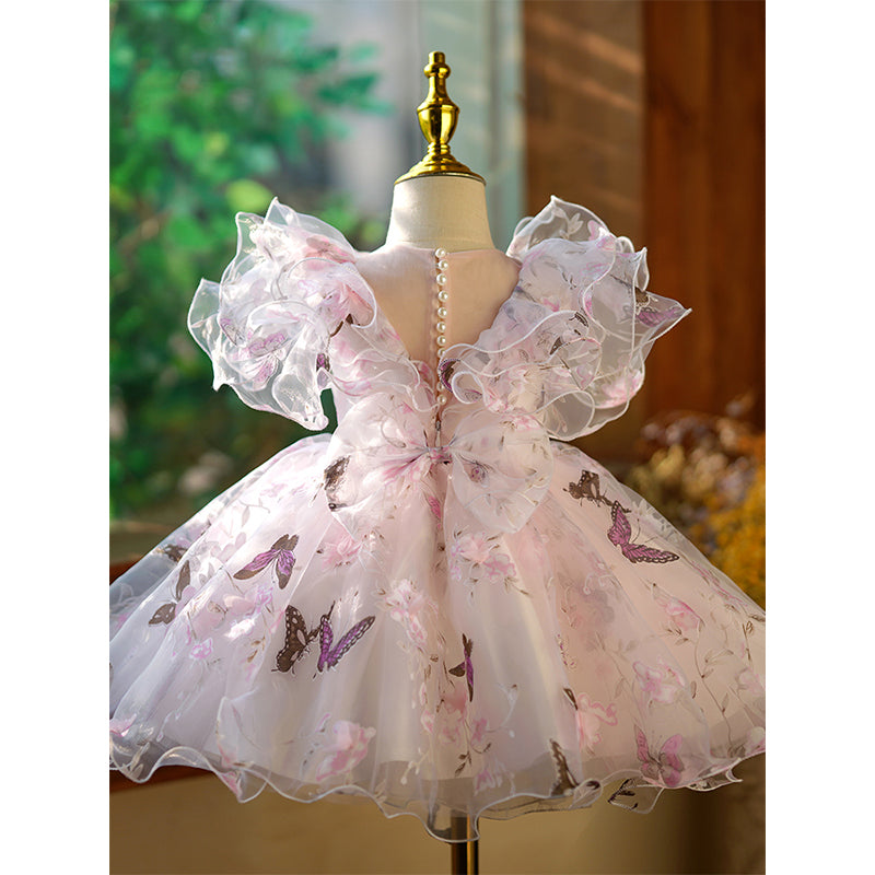 TUTU Butterfly Pearls Little Flower Dresses Elegant Short Sleeve Ball Gown  For Weddings, Birthdays, And Princess Themed Events From Xiezhualan, $96.67  | DHgate.Com