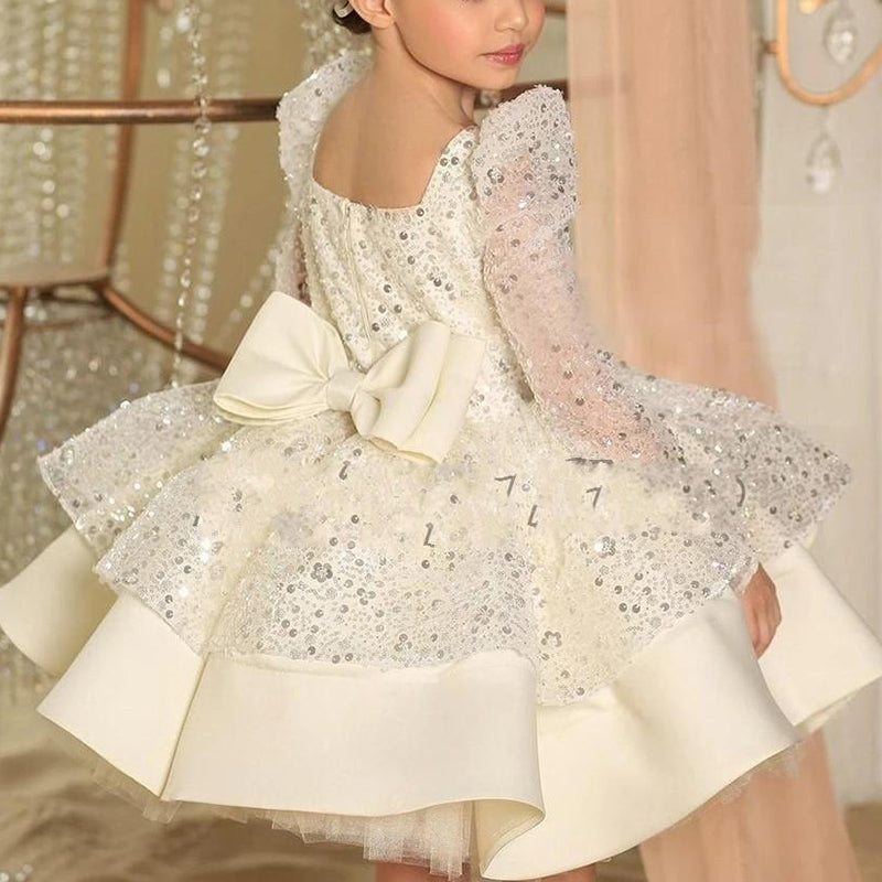 VIKITA Girls Princess Dress Toddlers Starry Sequins Dress Girls Kids  Birthday Party Gown Dresses Children Spring Autumn Clothes