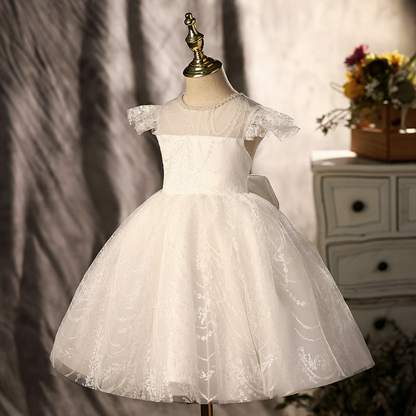 Baptism Dresses Baby Girl White Bow Lace Flower Girl Dress Girl Formal ...