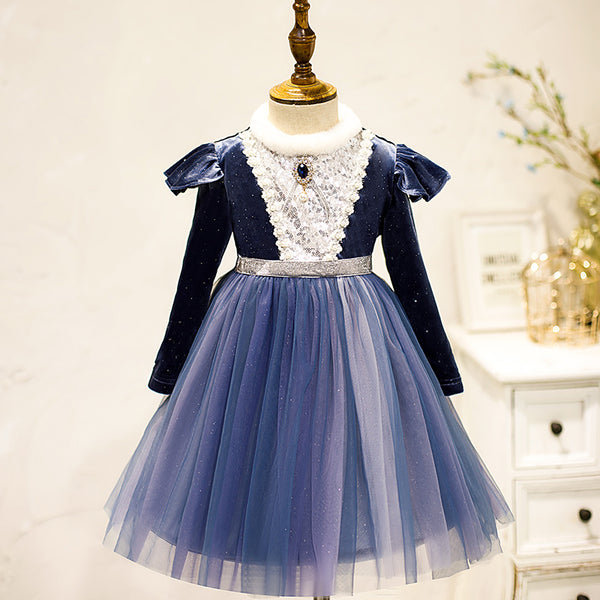 Round Neck Cute Velvet Princess Dress