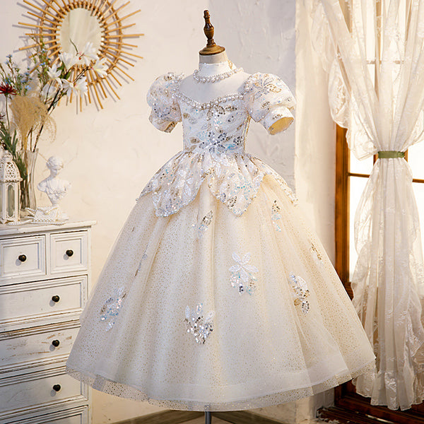 Baby Girl Ball Gowns Dress Girl Baptism Birthday Party Dress Sequin Be ...