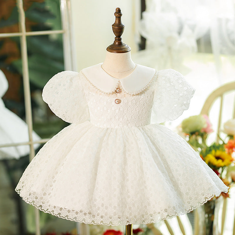 marryshe Black Friday Offer Girl Party Dresses Baptism Dresses Baby Girl White Lace Doll Neck Formal Princess Dress Toddler Birthday Prom Dresses White