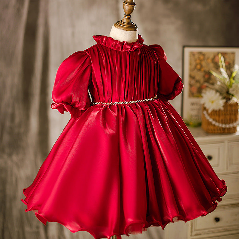 Christmas outfit: Red Satin Dress - What Lizzy Loves