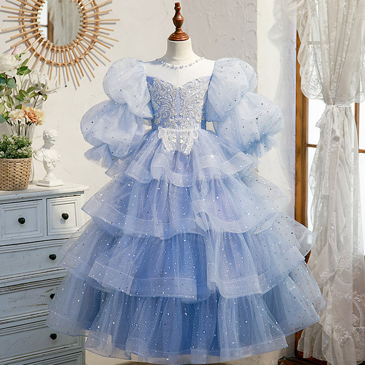 Toddler Girl Communion Dress Gril Luxury Birthday Pageant Sequins Prin ...