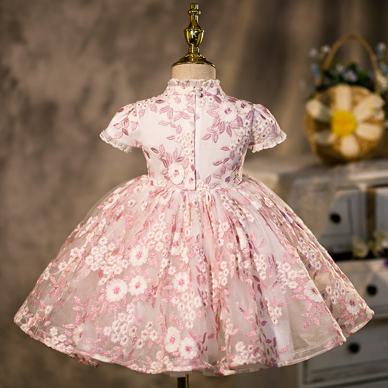 Baby Girl Birthday Party Dress Toddler Summer Pink Flower Girl Dress F ...