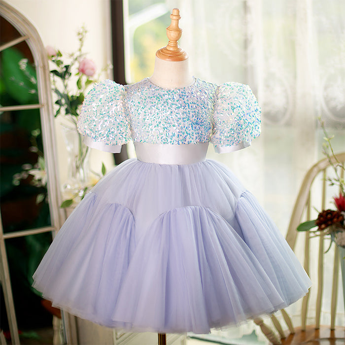 Baby Girl Princess Dress Purple Puffy Sleeves Birthday Party Dress ...