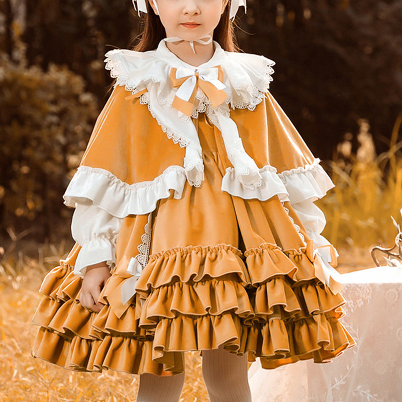 Baby Girl Dress Little Girl Party Elegant Lolita Velvet Fluffy Princes marryshe