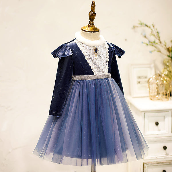 Round Neck Cute Velvet Princess Dress