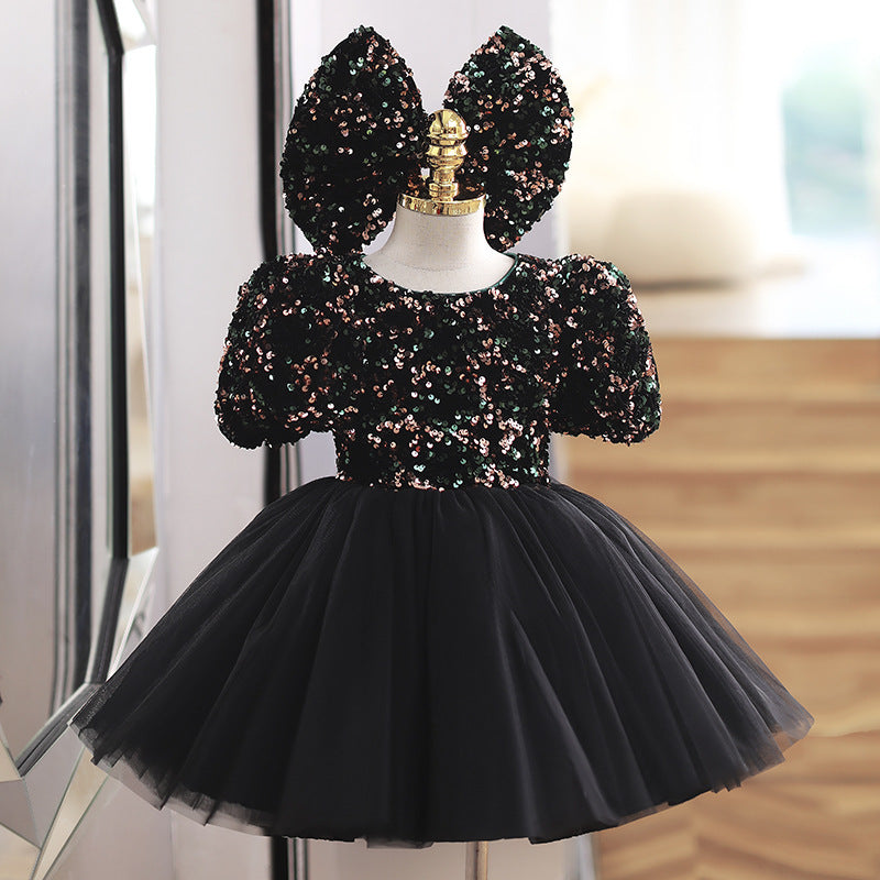 Baby Girls Kids Dress Black Chiffon Pressed Pleated Summer - Temu