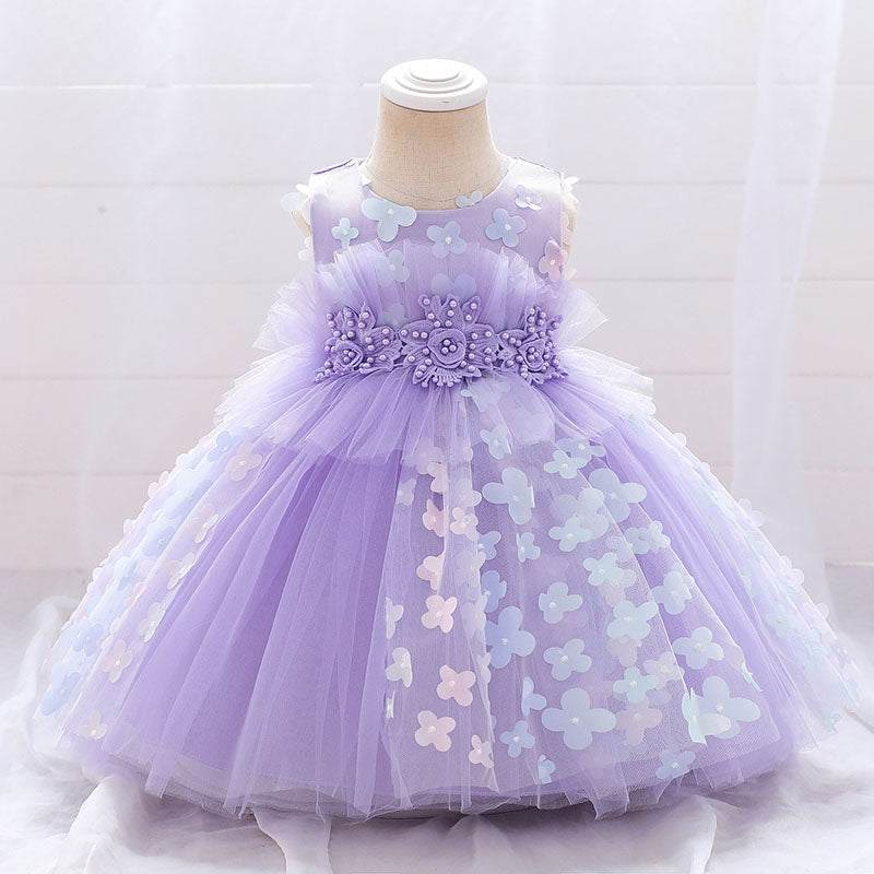 Baby Girl Formal Princess Dress Easter Dress Toddler Sleeveless Mesh F ...